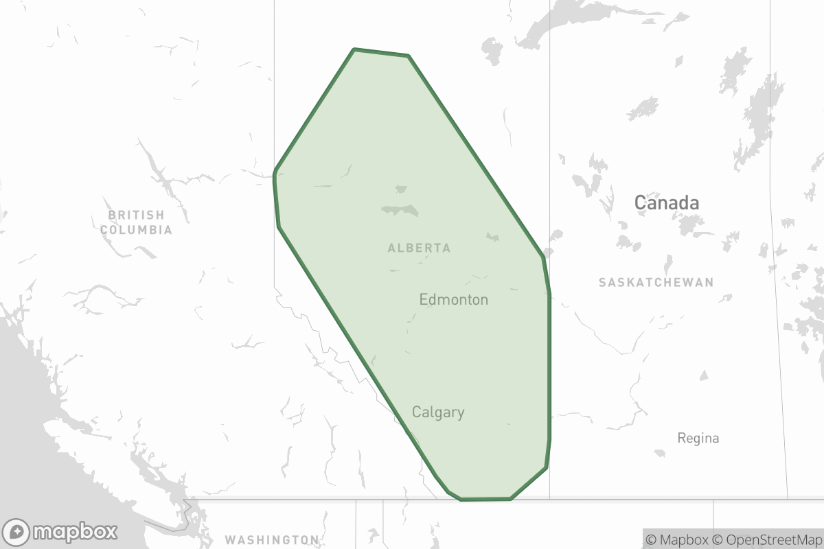 Map of Canola / rapeseed in Alberta