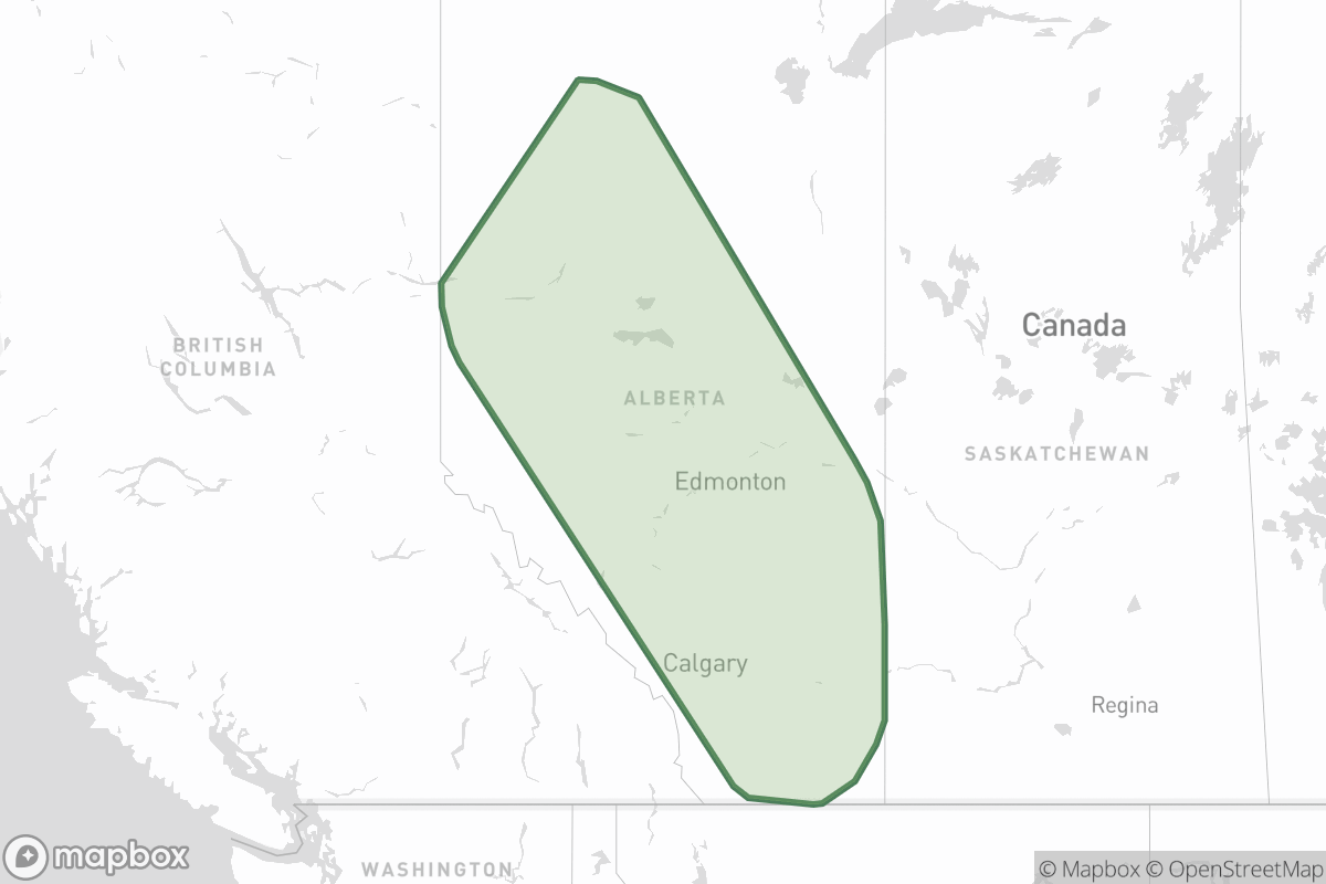 Map of Peas in Alberta