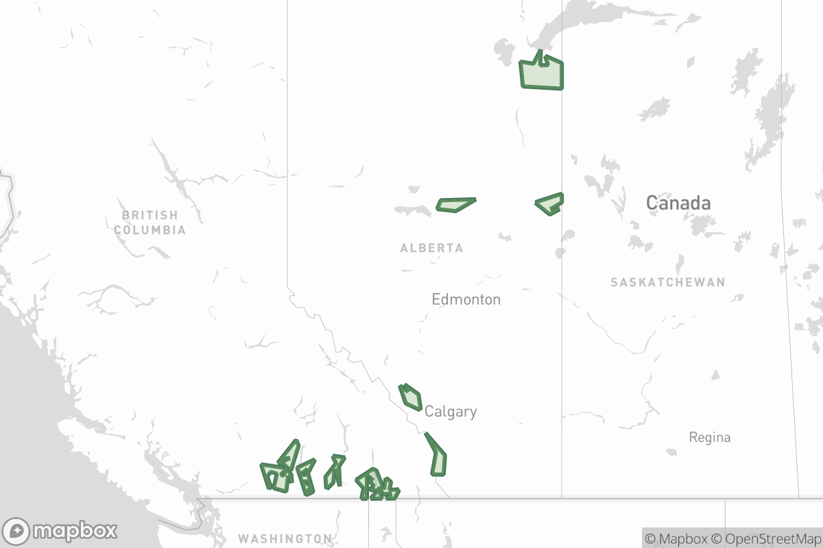 Map of Brunisolic soils in Alberta