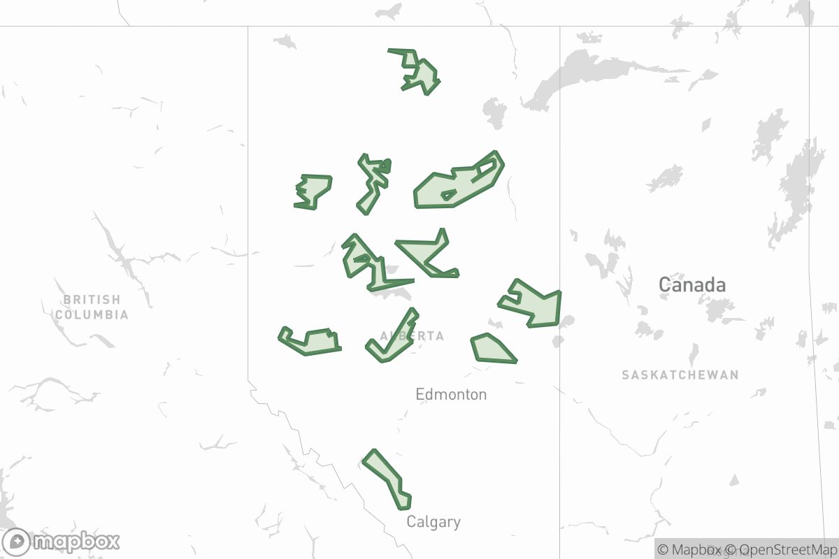 Map of Luvisolic soils in Alberta