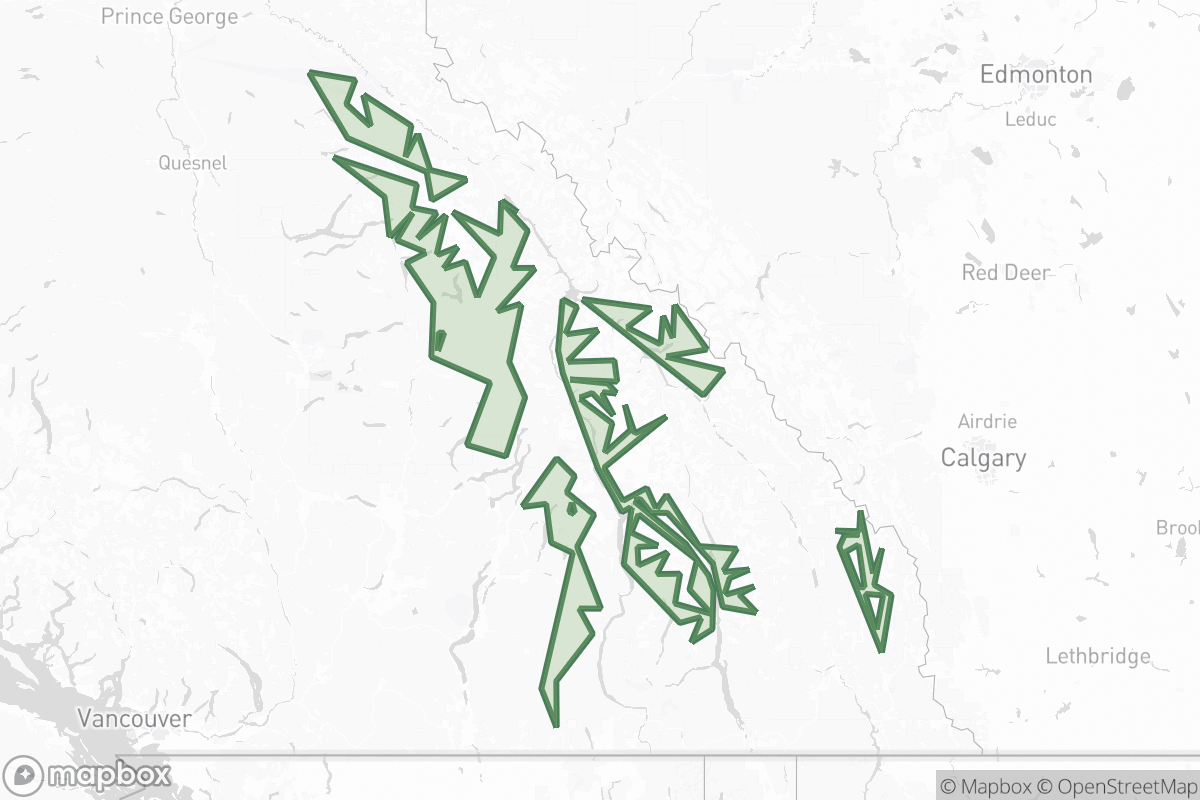Map of Podzolic soils in Alberta