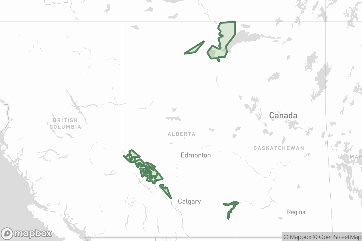 Map of Regosolic soils in Alberta